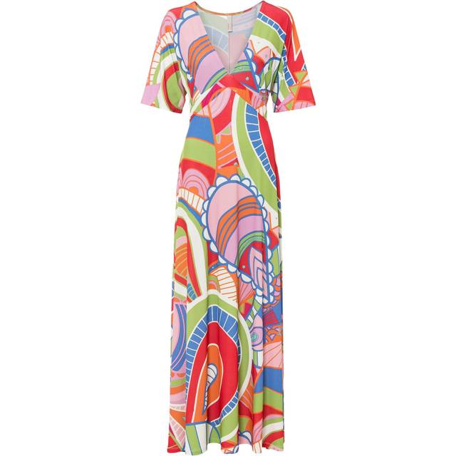 farbenfrohes Damen Sommer-Kleid Jersey-Kleid im Allover-Druck Design 933255 Bunt