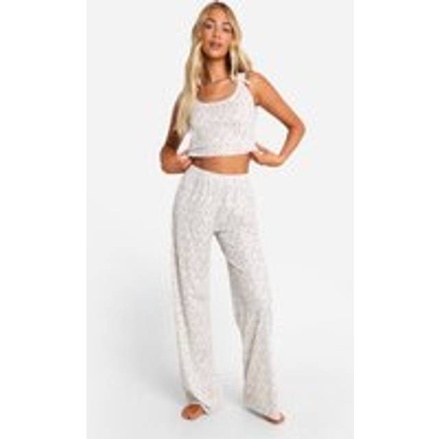 Womens Ditsy Floral Vest And Trouser Pyjama Set - White - 12