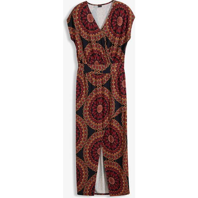 bonprix Wrap Printed Midi Dress - Denim