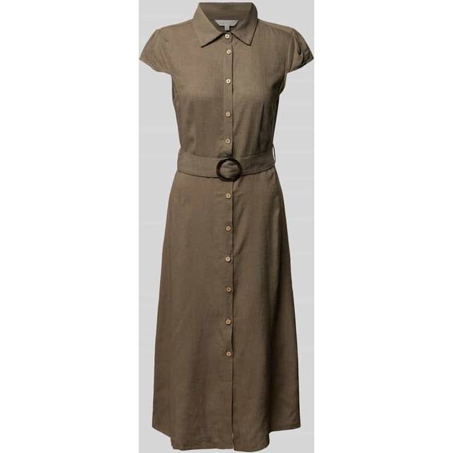 Apricot Women's Olive Linen-Blend Button Front Belted Midi Dress New Look - UK 10