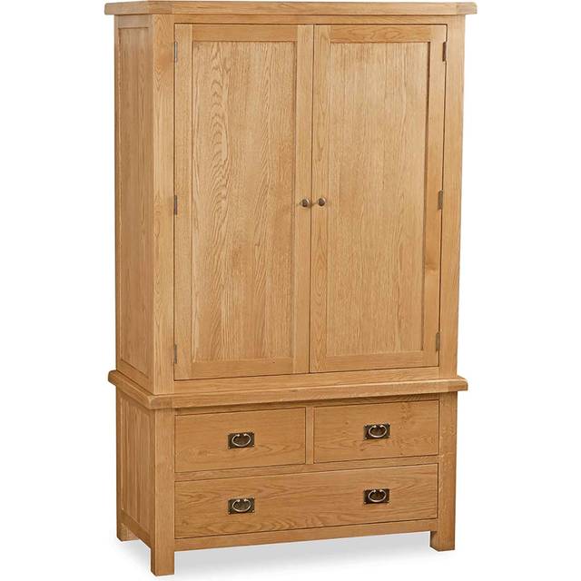 Zelah Oak Double Wardrobe, 3 Drawers | Roseland