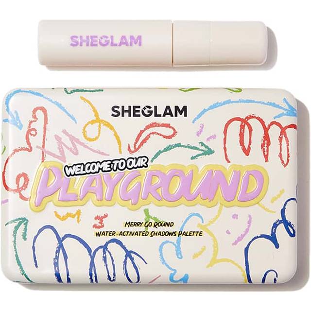 SHEGLAM Welcome To Our Playground Merry-Go-Round Water-Activated Shadow Palette 6-Clolor Matte Eyeshadow Palette Bold Color Blue Pink Purple High Pigment Tran