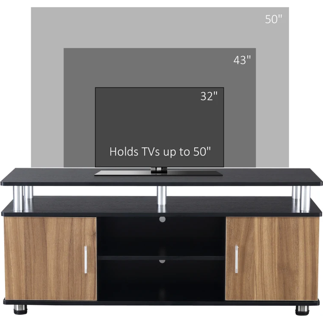 HOMCOM TV Unit, 120Lx40Wx52.2H cm-Black Aosom UK