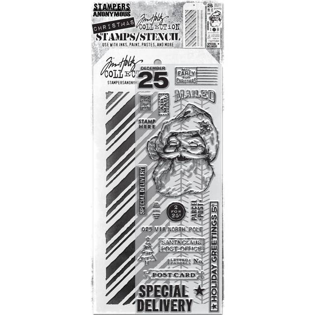 Tim Holtz Mixed Media Stamps & Stencil - Jolly Santa Thmm154