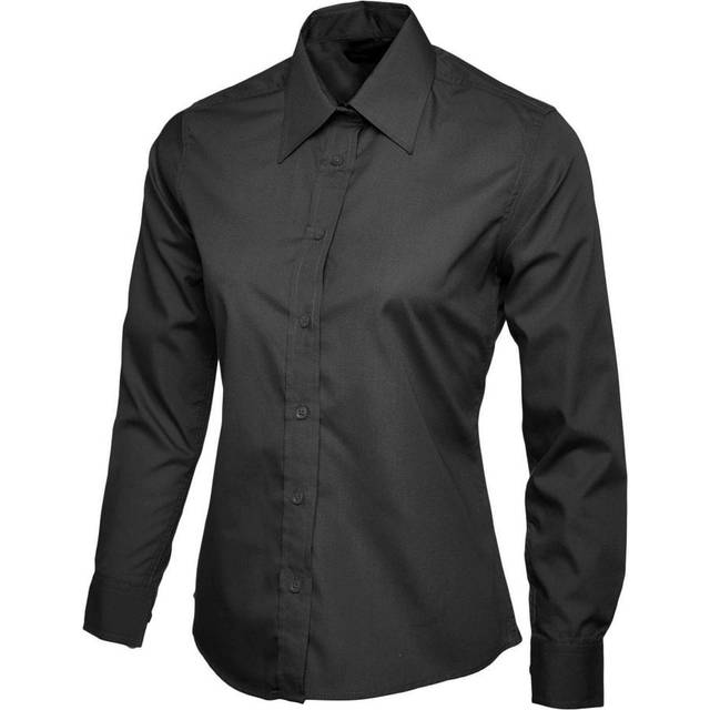 Uneek Ladies Poplin Full Sleeve Shirt UC711 Black 14 Colour: Black, Si