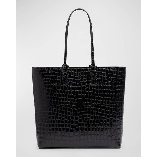 Christian Louboutin Womens Black Cabata Croc-effect Patent-leather Tote Bag 1 Size - BLACK