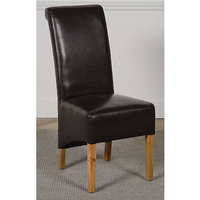 (Leather, Brown) Montana Dining Chair | Scroll Back Dining Chair