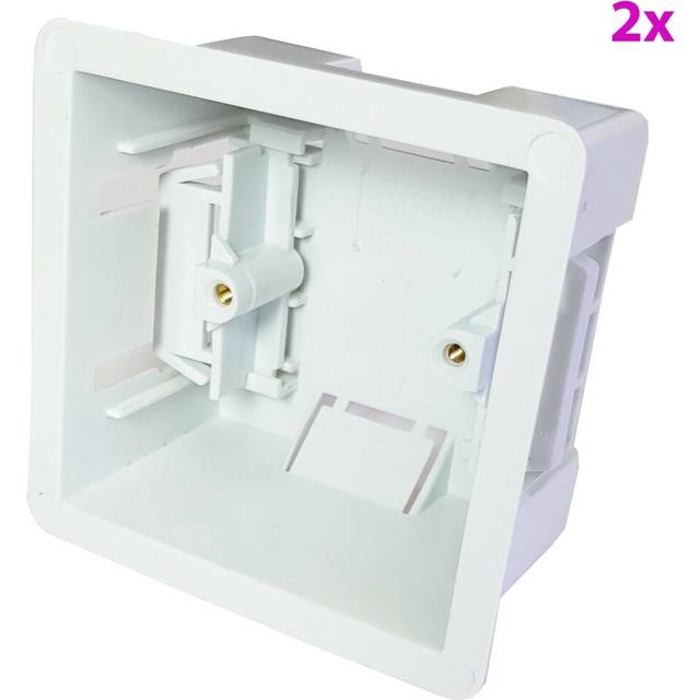 2x 47mm deep plasterboard back box single dry lining wall flush mount pattress