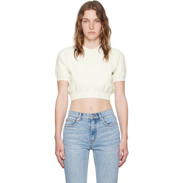 Alexander Wang Off-White Embossed-Logo T-Shirt - SOFT WHITE 104 - XL