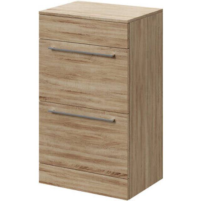 Napoli Floor Standing Vanity Unit for Countertop Basins with 2 Drawers and Polished Chrome Handles | Bordalino Oak | MDF | 500mm