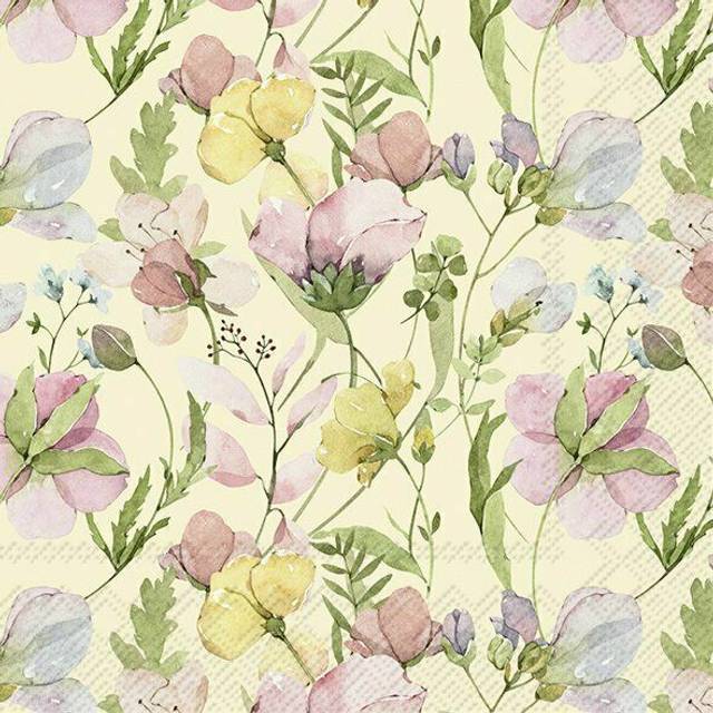 IHR Spring Floral Pink/Cream Print Lunch Paper Napkins 20 Disposable 3-Ply
