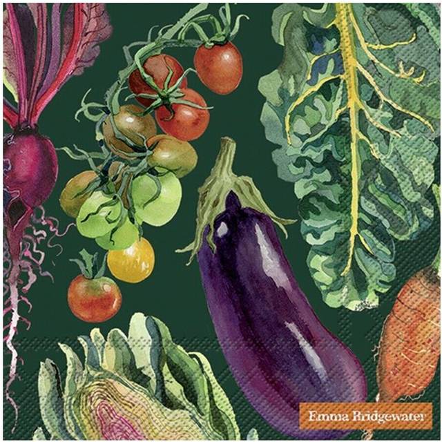 Vegetable Garden Green Printed Lunch Paper Napkin 20-Pack Disposable 3-Ply