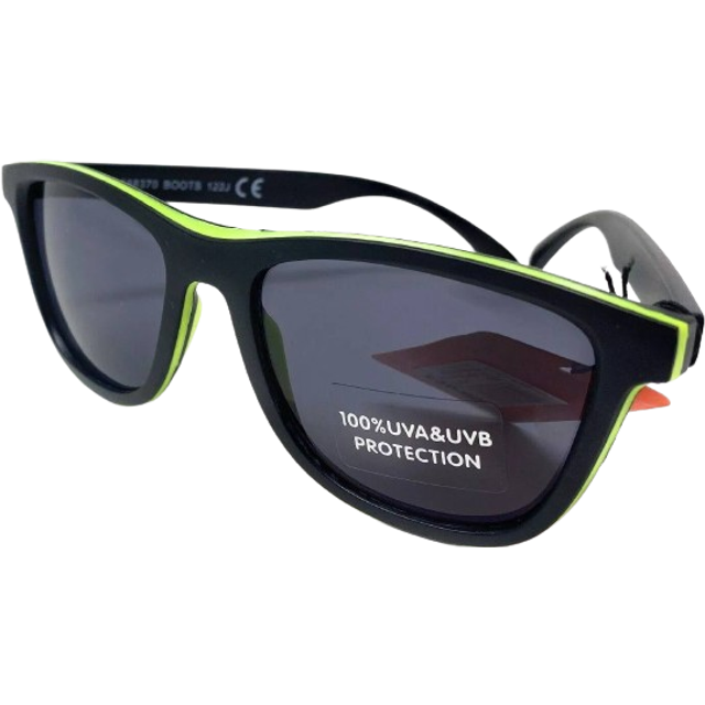 Boots Men's Active Sunglasses Black and Green Trim 100% UVA UVB 122J
