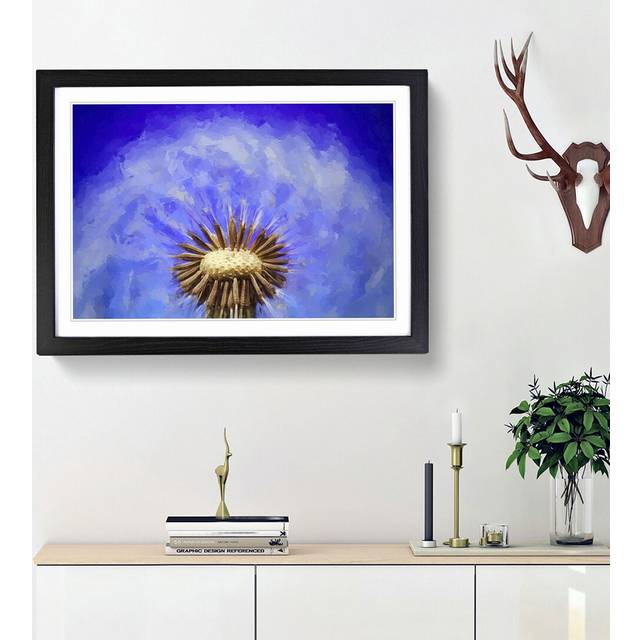 Swirling Dandelion Seeds in Abstract - Picture Frame Graphic Art Print - Black Framed (36cm H x 48cm W x 2cm D)