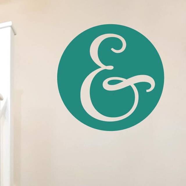 Ampersand In Circle Wall Sticker - Aqua Green (57cm H X 57cm W)
