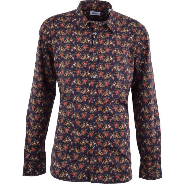 Moschino guitar saxophon roses print cotton shirt 40 m