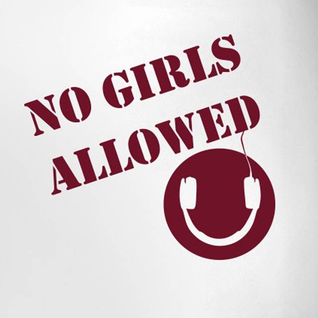 No Girls Allowed Boys Headphones Room Sign Door Room Wall Sticker - Burgundy (36cm H X 40cm W)