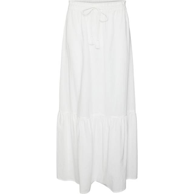 Vero Moda Pretty High Waist Long Skirt - White/Snow White