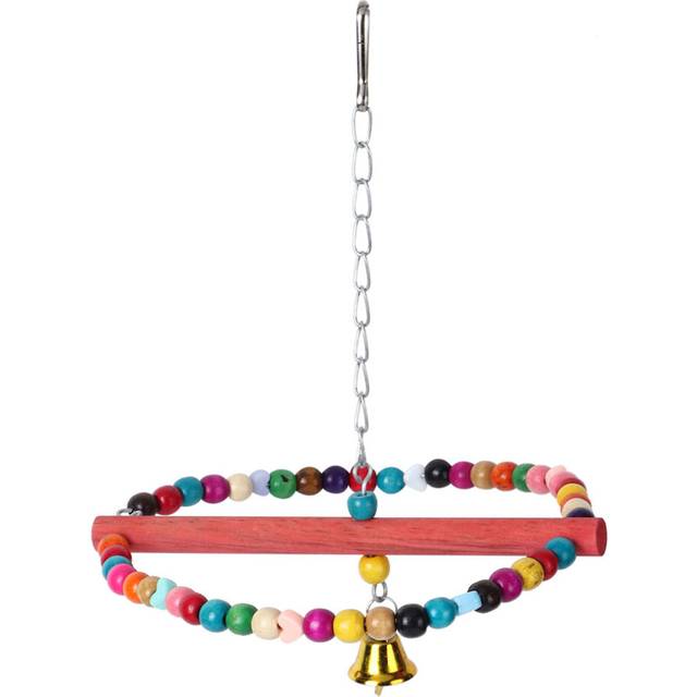 Pet Colorful Ring Round Swing Stand Pole Toy Biting with Hook for Bird Parrot