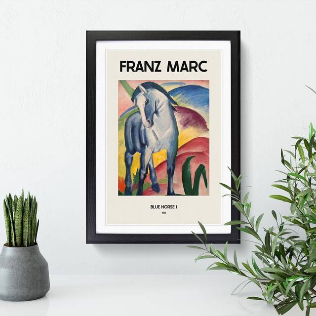 Blue Horse Vol.1 by Pierre-Auguste Renoir - Picture Frame Art Prints - Black (36cm H x 27cm W x 2cm D)
