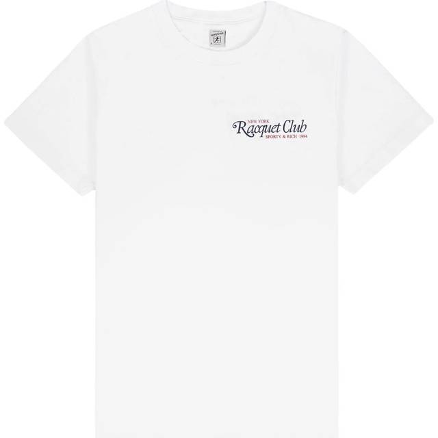 Sporty & Rich Womens White Racquet Club Branded-print Cotton-jersey T-shirt L - WHITE