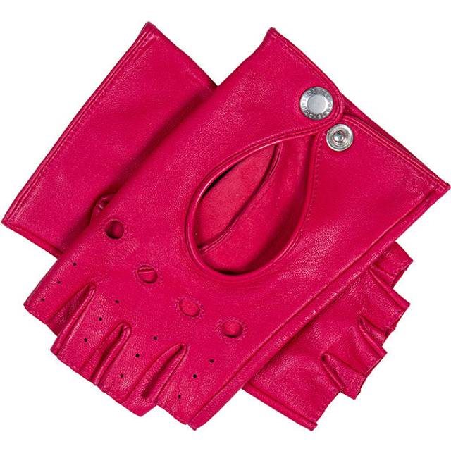 Women’s Fingerless Leather Driving Gloves - Fuchsia / L