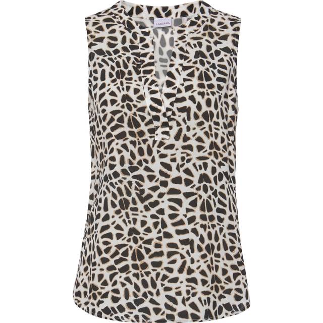 LASCANA Animal Print Sleeveless Blouse - Cream Print
