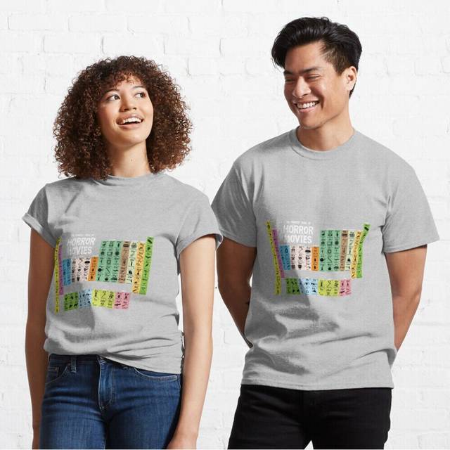 Mens Womens T-shirt Periodic Table of Horror Movies Youth Toddler Short Sleeve Tee Tops Boys