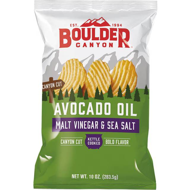 Boulder Canyon Avocado Oil Kettle Style Potato Chips Malt Vinegar & Sea Salt 10 oz
