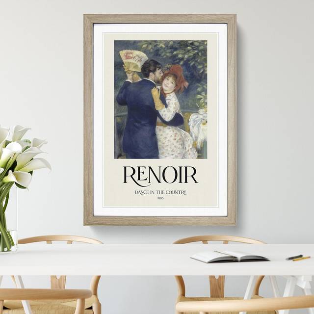 Country Dance by Pierre-Auguste Renoir - Picture Frame Art Prints - Oak (36cm H x 27cm W x 2cm D)