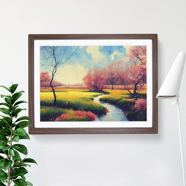 Spring Forest Steam Vol.2 - Picture Frame Graphic Art - Walnut (46cm H x 64cm W x 2cm D)