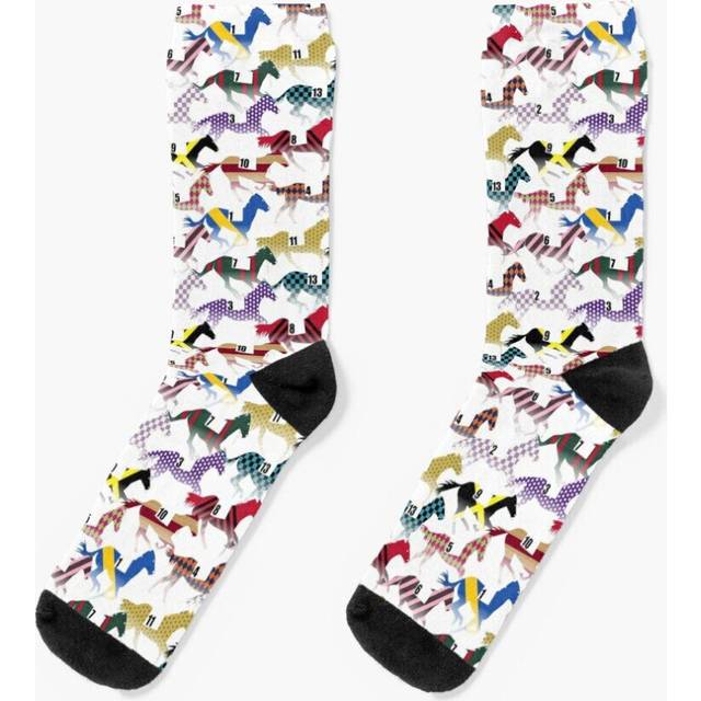 Dress Socks Off to the Horse Races Jockey Silks Pattern Novelty Fancy Crazy Pattern Crew Casual for Men Women