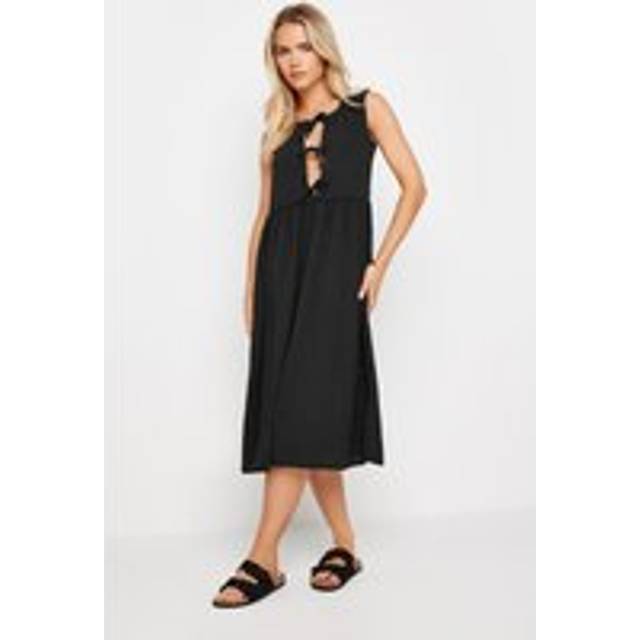 Pixiegirl Black Tie Front Midi Dress 8 Pixiegirl | Petite Women's Midi Dresses