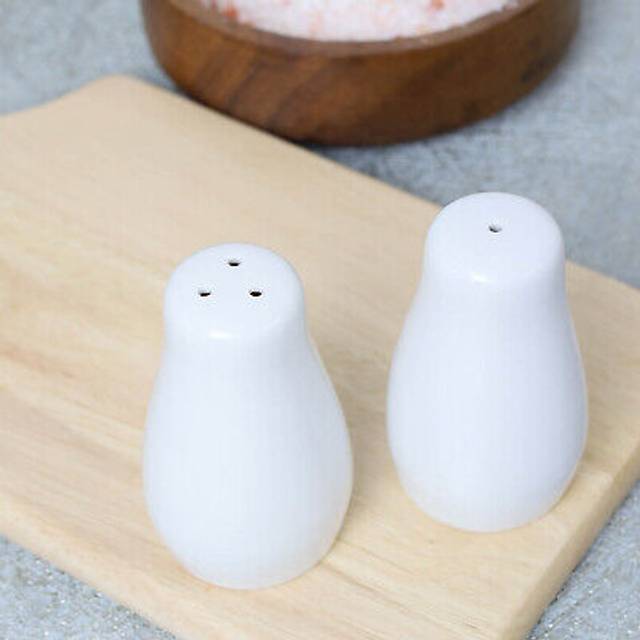 Salt & Pepper Shaker Porcelain Pots Set Of 2 White Seasoning Spice Pot Cruet Set