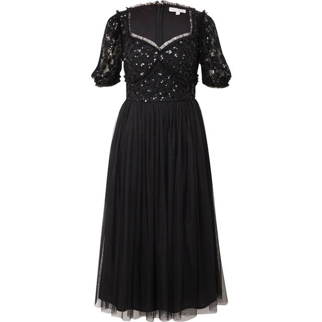 Sweetheart Neck Midi Dress - Black - 10
