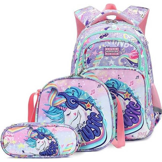 3Pcs Boys Dinosaur Backpack Set with Lunch Box Pencil Case, School Book Bag for Kids Elementary PreschoolÂ¡Unicorn Blue