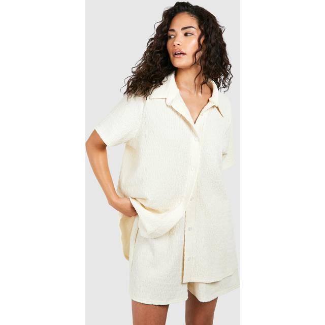 Womens Petite Textured Shorts - White - 6, White