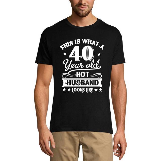 T-shirt herr Så här ser en 40 år gammal het man ut - rolig 40-årspresent till make XS silver sand färg