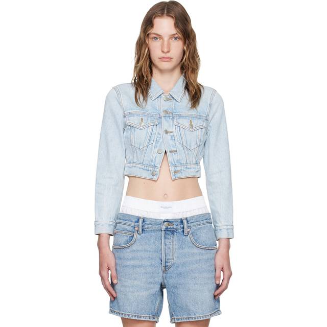 Alexander Wang Blue Shrunken Denim Jacket - BLEACH 453 - XXS