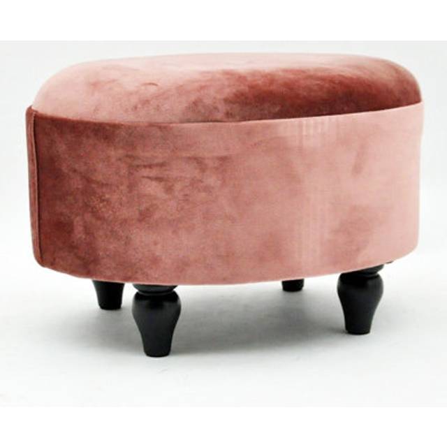 Oval Footstool - Velvet - L27 x W40 x H30 cm - Pink