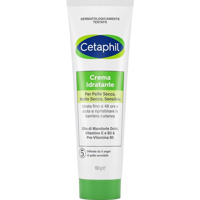 Cetaphil Fuktgivande ansikts- och kroppskräm för torr, känslig och skadad hud, fuktgivande i upp till 48 timmar, lugnande, doftfri, storlek 100 g