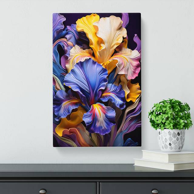 Iris Flower Orphism No.3 - Art Prints on Canvas (76cm H x 50cm W x 3cm D)