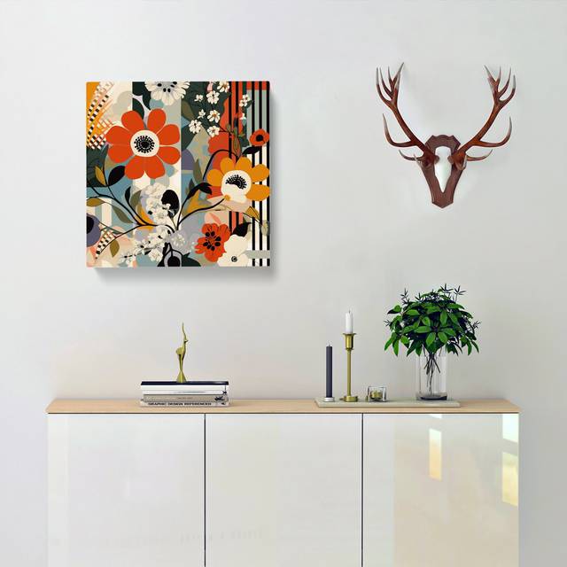 Floral Bauhaus No.3 - No Frame Art Prints (35cm H x 35cm W x 3cm D)