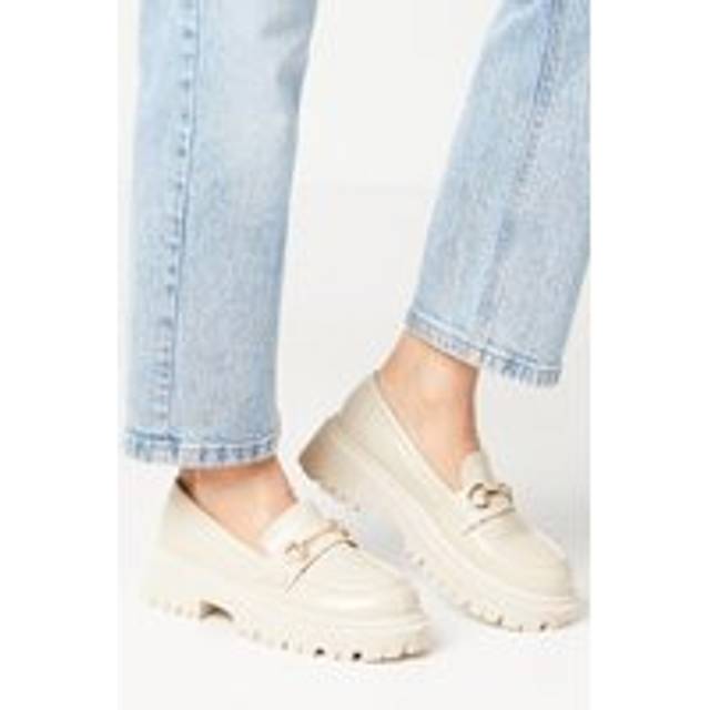 Womens Faith: Nila Faux Leather Snaffle Detail Chunky Loafers - Beige - 8