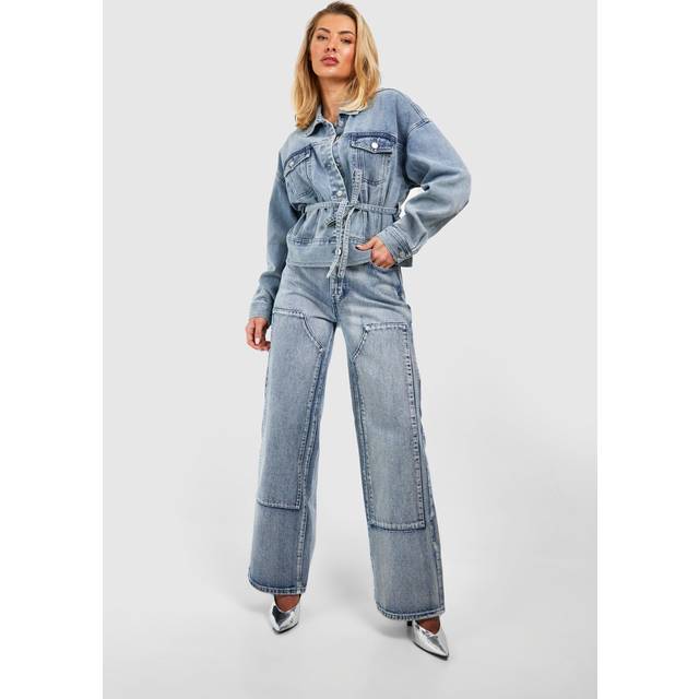 Womens Straight Leg Carpenter Style Jeans - Blue - 14, Blue
