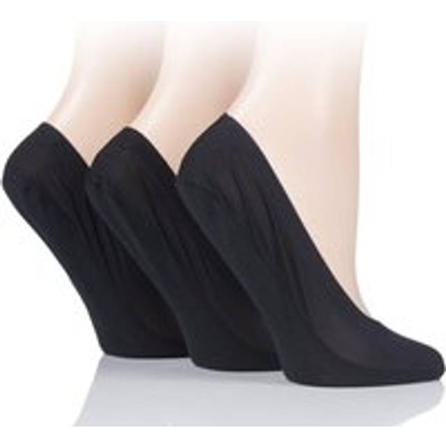 3 Pair Black Smooth Nylon Shoe Liners Ladies 4-8 Ladies - SOCKSHOP