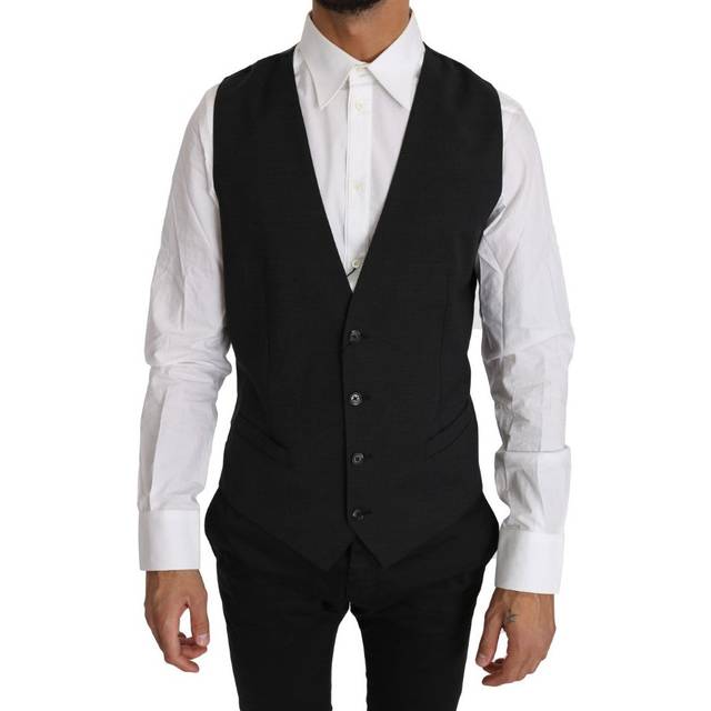 Gray Wool Formal Slim Fit Vest