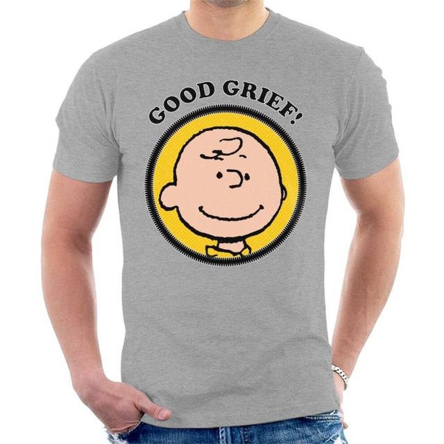Charlie Brown Good Grief Peanuts T-Shirt - Mid Grey - XXL