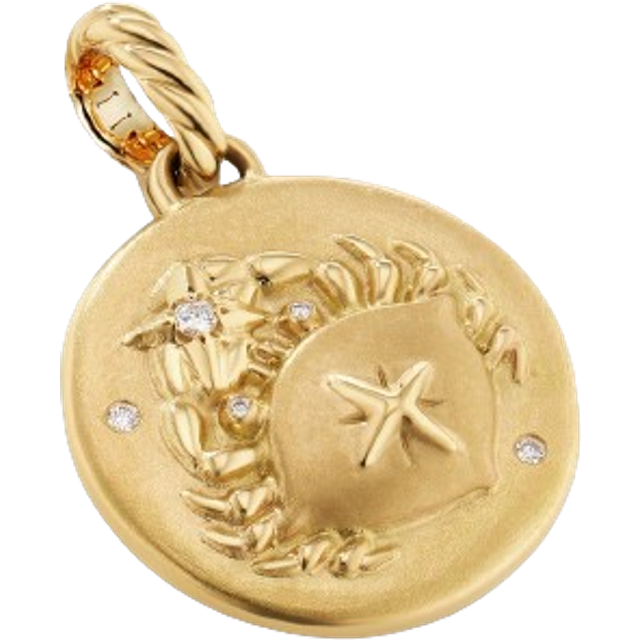 Cancer Amulet in 18ct Yellow Gold with Diamonds, 28.7mm
