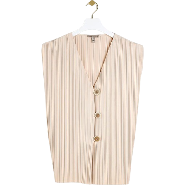 River Island Womens Beige Plisse Waistcoat - 18